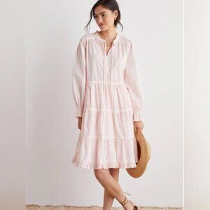 Anthropologie Othilia Desdemona Pink Tiered Puffed Sleeves Dress Plus Size 1X